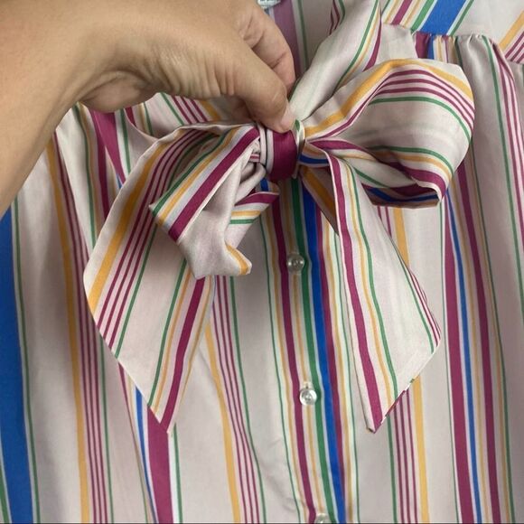 Vintage Lucky Me Striped Blouse Tie Neck - Picture 2 of 5